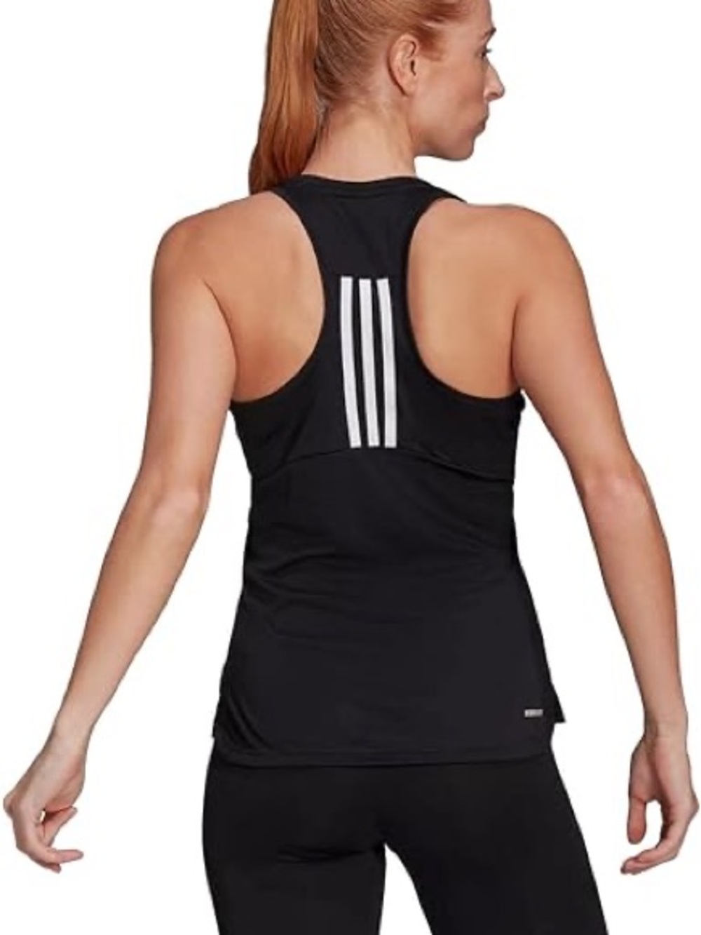 adidas Black Racerback Tank with White Three-Stripe Back